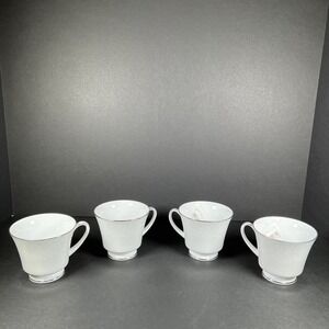 Noritake Tahoe 2585 Set of 4 Fine China Teacups White Coffee Tea NIB